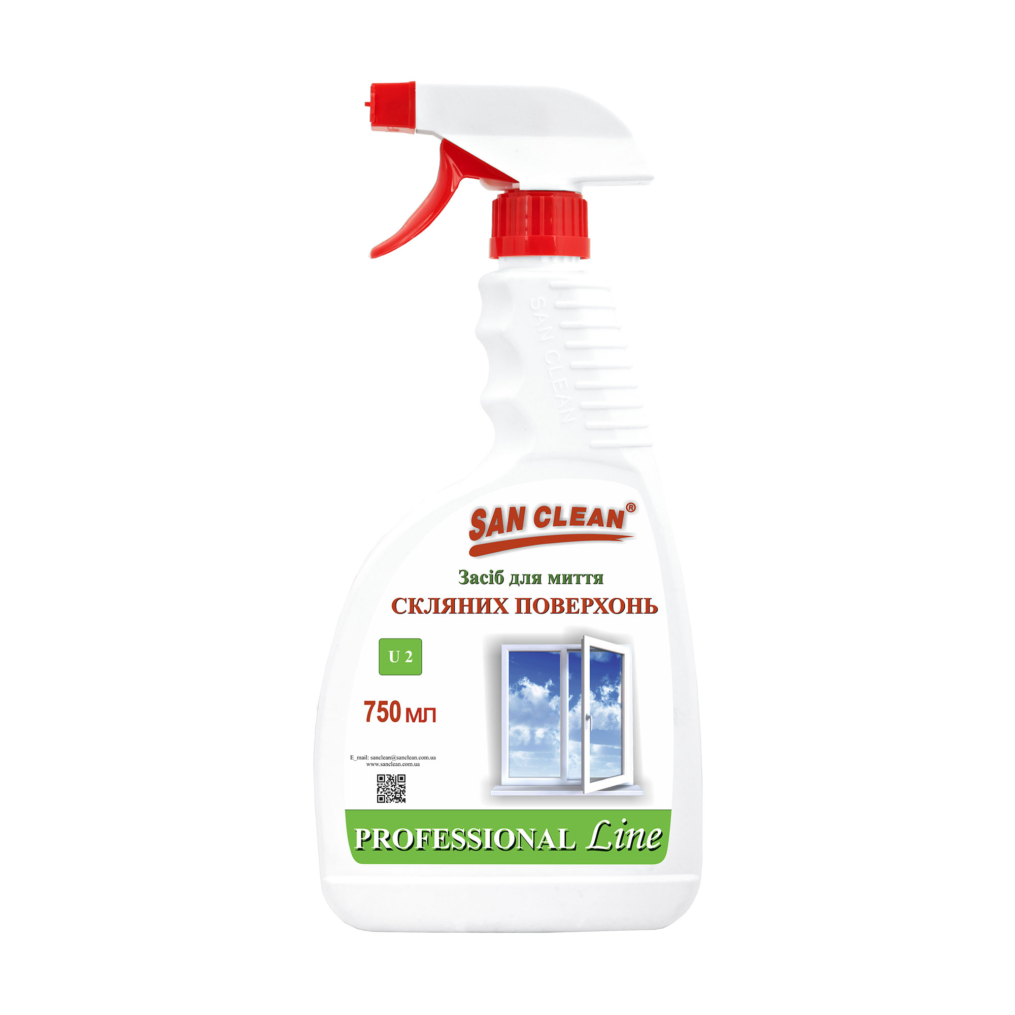 Засіб для миття скляних поверхонь San Clean Professional Line, 750 мл